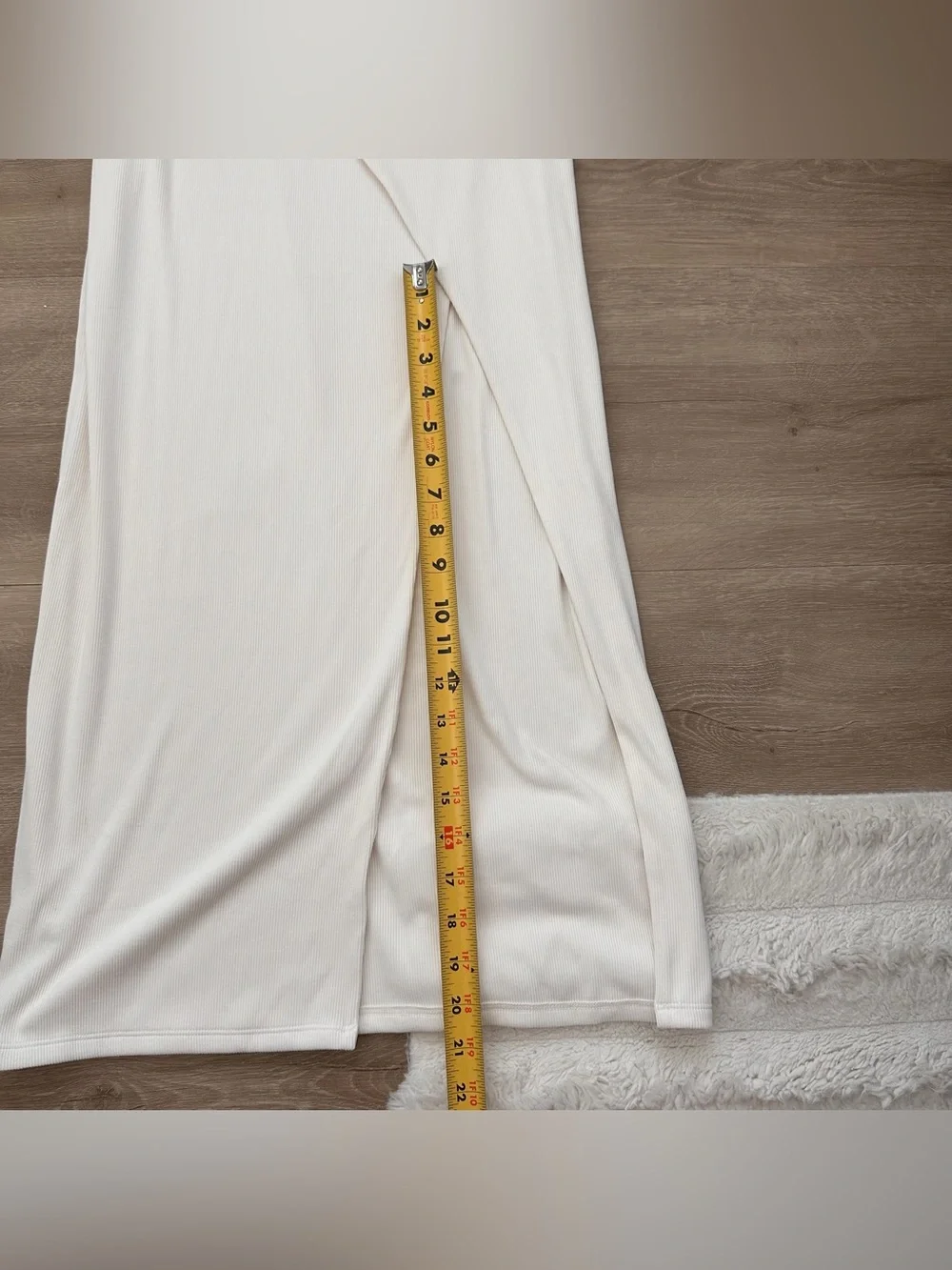 Abercrombie and Fitch White Ribbed One Shoulder Slit Dress